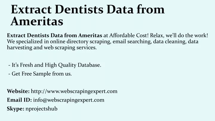 extract dentists data from ameritas