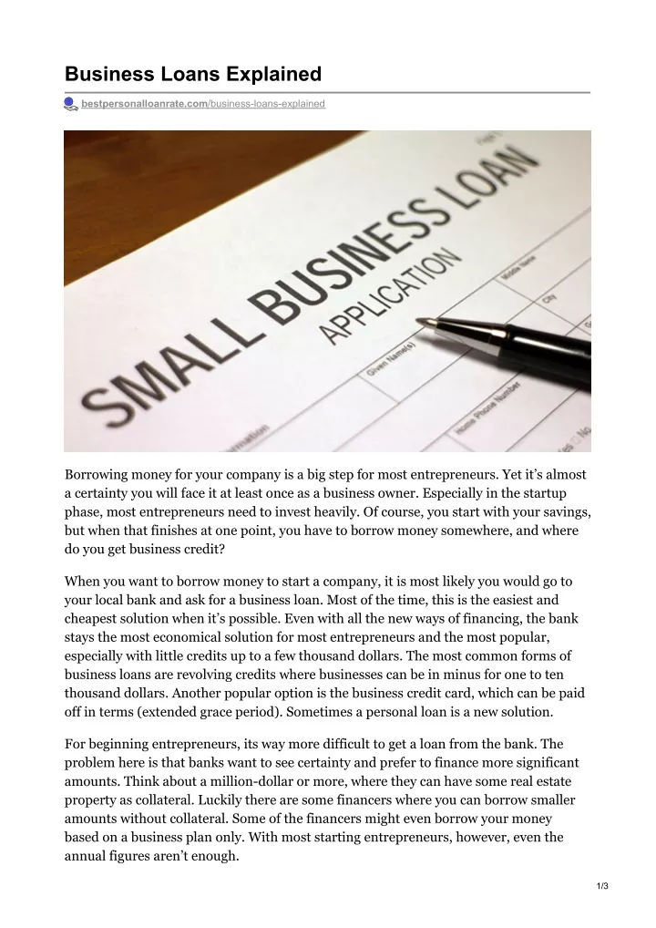 business loans explained