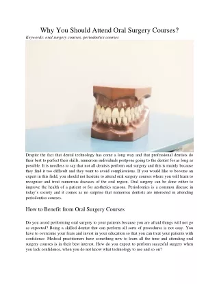 why you should attend oral surgery courses