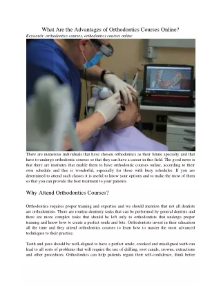 what are the advantages of orthodontics courses