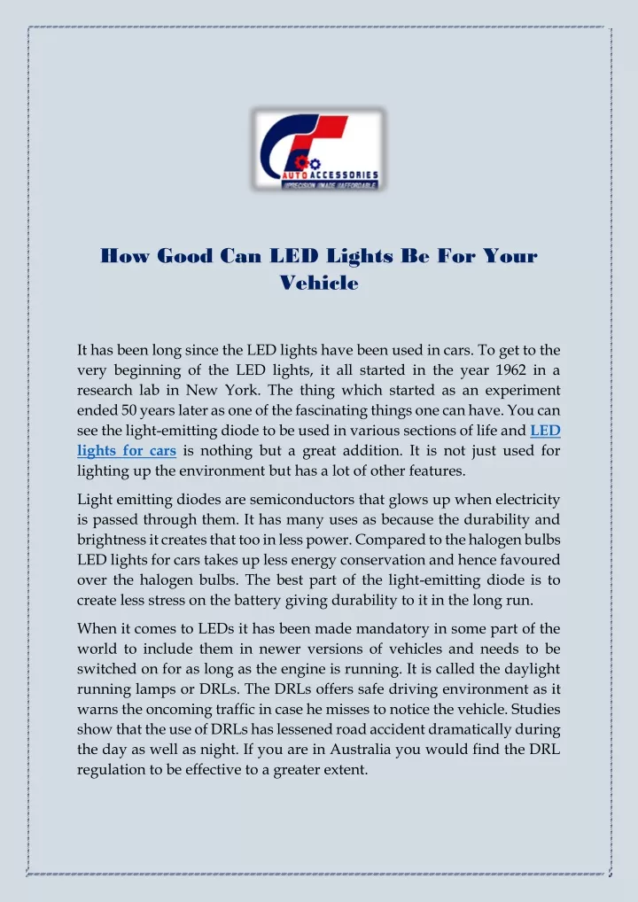 how good can led lights be for your vehicle