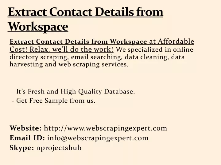 extract contact details from workspace