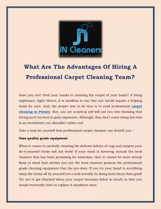What Are The Advantages Of Hiring A Professional Carpet Cleaning Team?