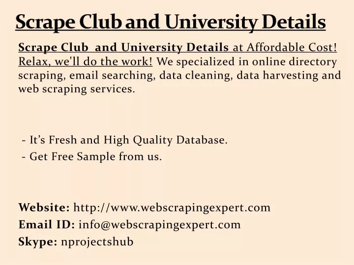 scrape club and university details