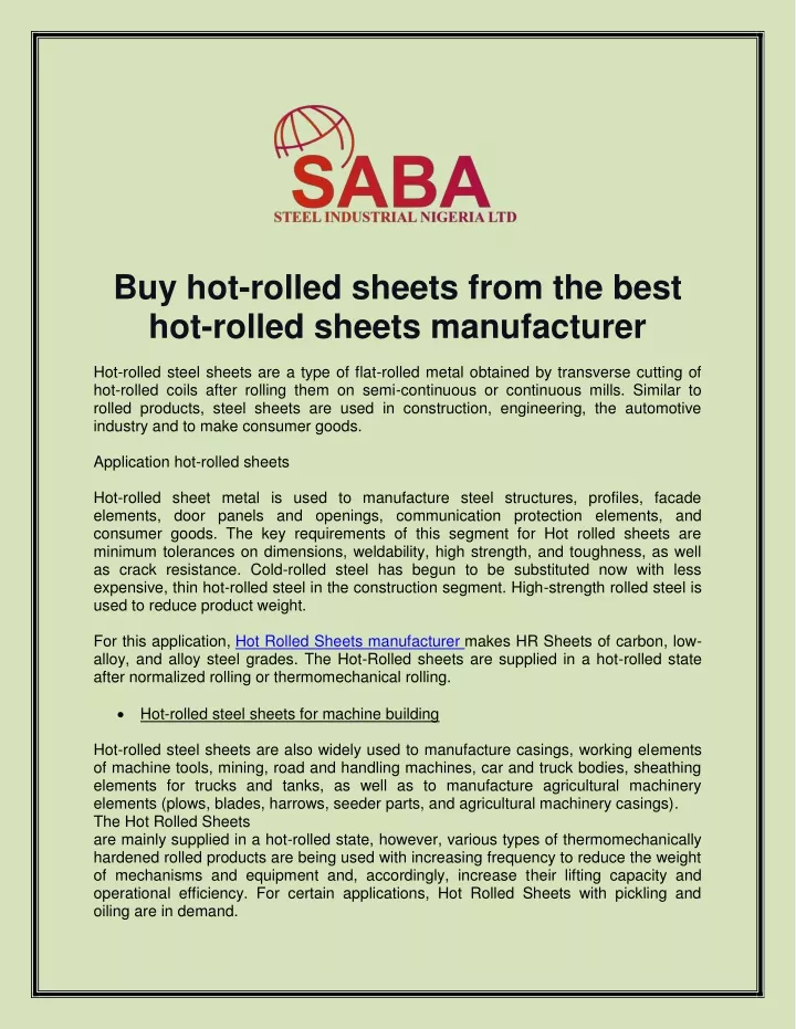 buy hot rolled sheets from the best hot rolled