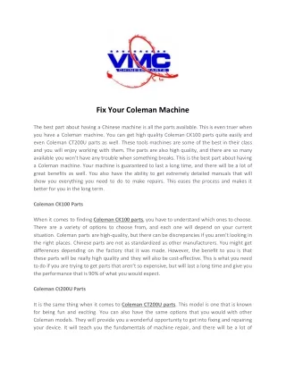 fix your coleman machine