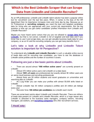 which is the best linkedin scraper that
