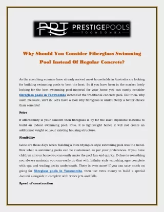why why should you consider fiberglass swimming
