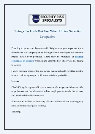 things to look out for when hiring security