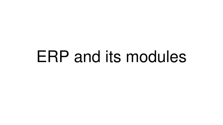 erp and its modules