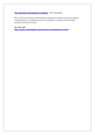 top ecommerce development company ais technolabs