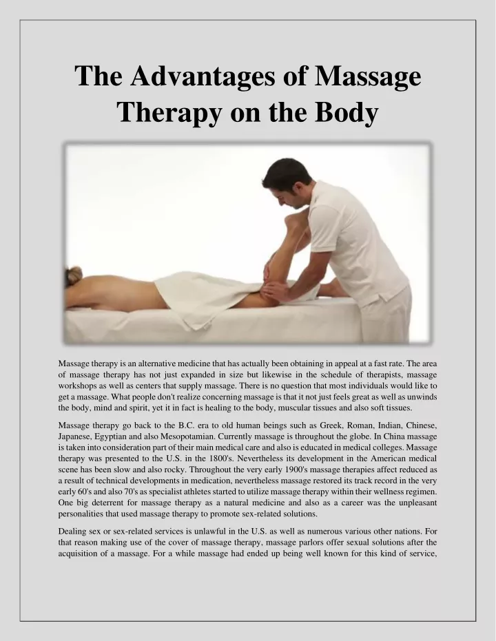 the advantages of massage therapy on the body