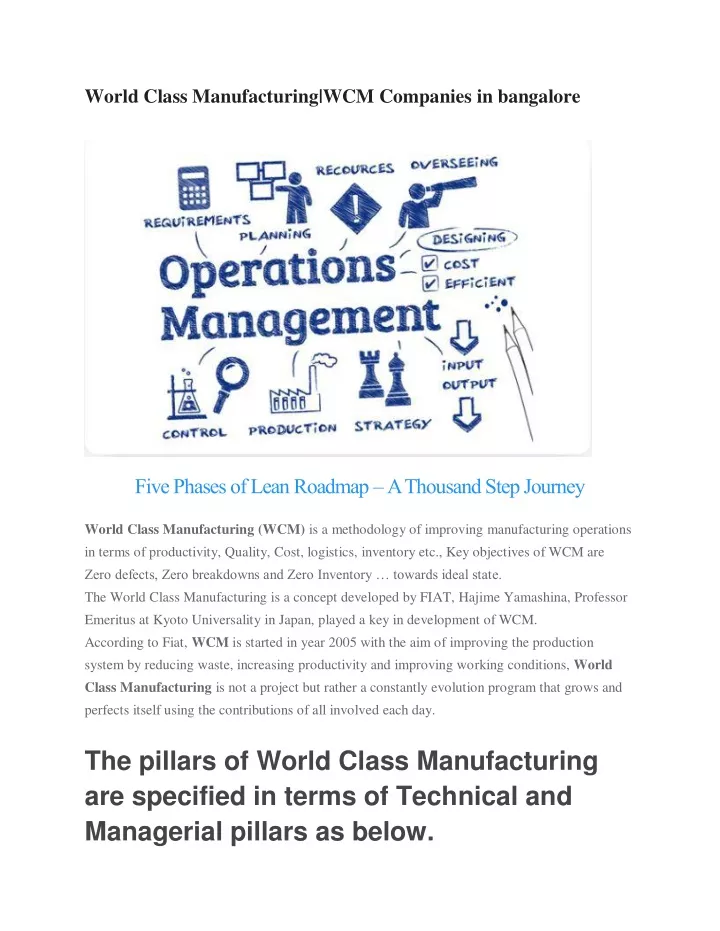 WCOM (World Class Operations Management): Why You Need More Than Lean See  more 1st ed. 2016 Edition1st ed. 2016 Edition