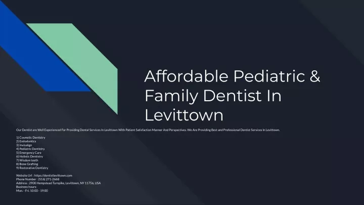 affordable pediatric family dentist in levittown