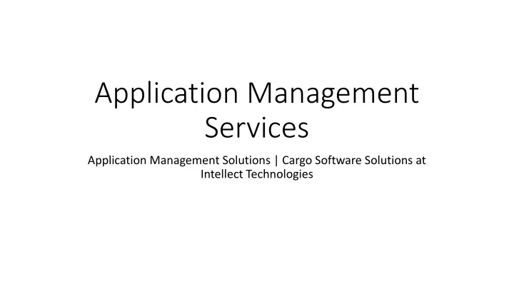 application management services