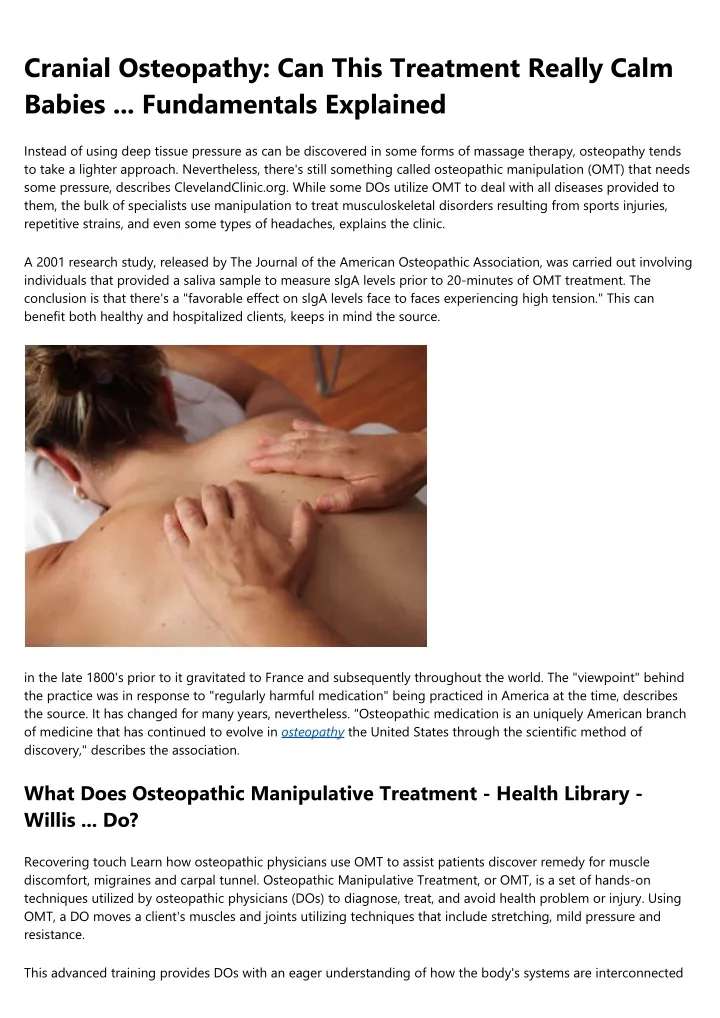 cranial osteopathy can this treatment really calm