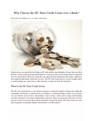 why choose the nc state credit union over a bank