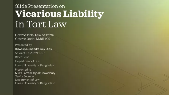 slide presentation on vicarious liability in tort law