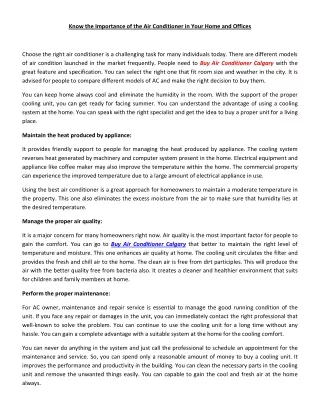 know the importance of the air conditioner