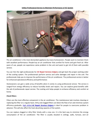 utilize professional service to maintain