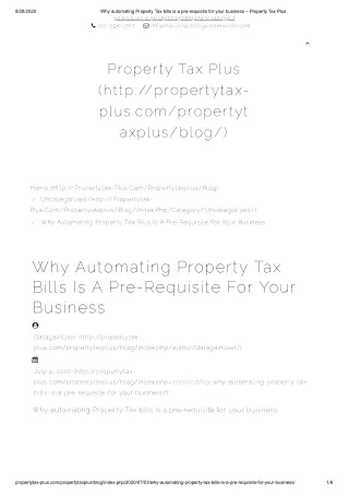Why Automating Property Tax Bills Is A Pre-Requisite For Your Business