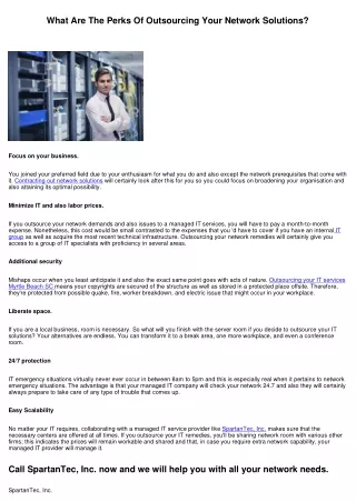 what are the perks of outsourcing your network