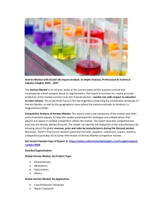 amines market with covid 19 impact analysis