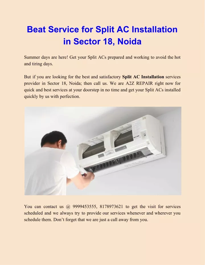 beat service for split ac installation in sector