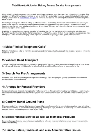 Total How-to-Guide for Making Funeral Arrangements