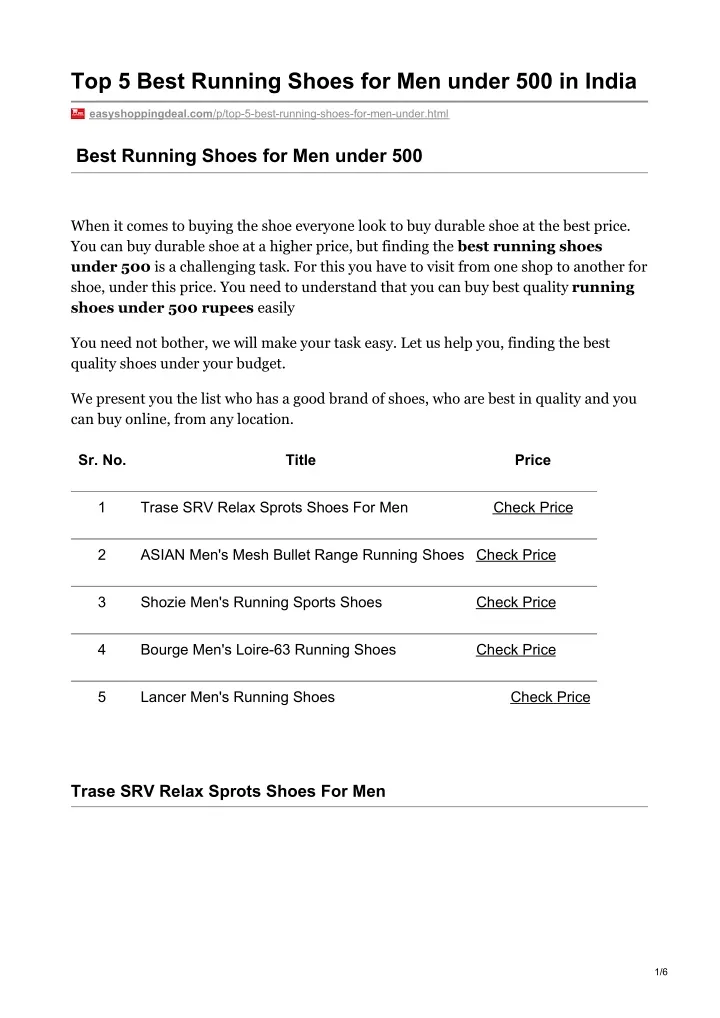 top 5 best running shoes for men under