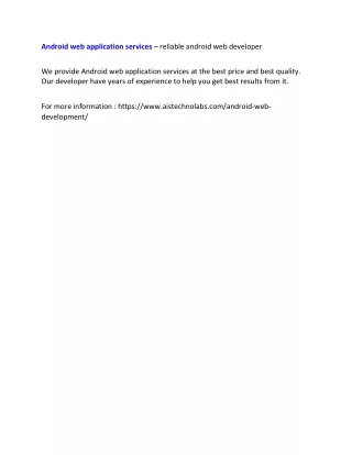 android web application services reliable android