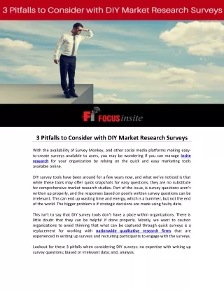3 pitfalls to consider with diy market research
