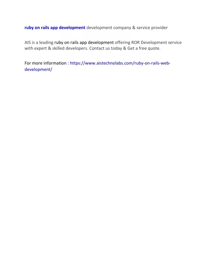 ruby on rails app development development company