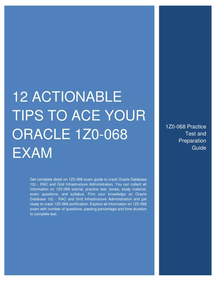 12 actionable tips to ace your oracle 1z0 068 exam