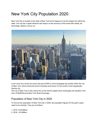 New York City Population 2020