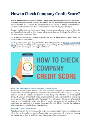 How to Check Company Credit Score?
