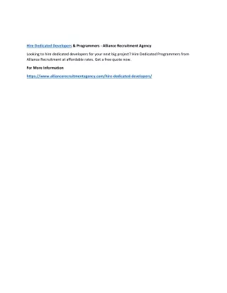 hire dedicated developers programmers alliance