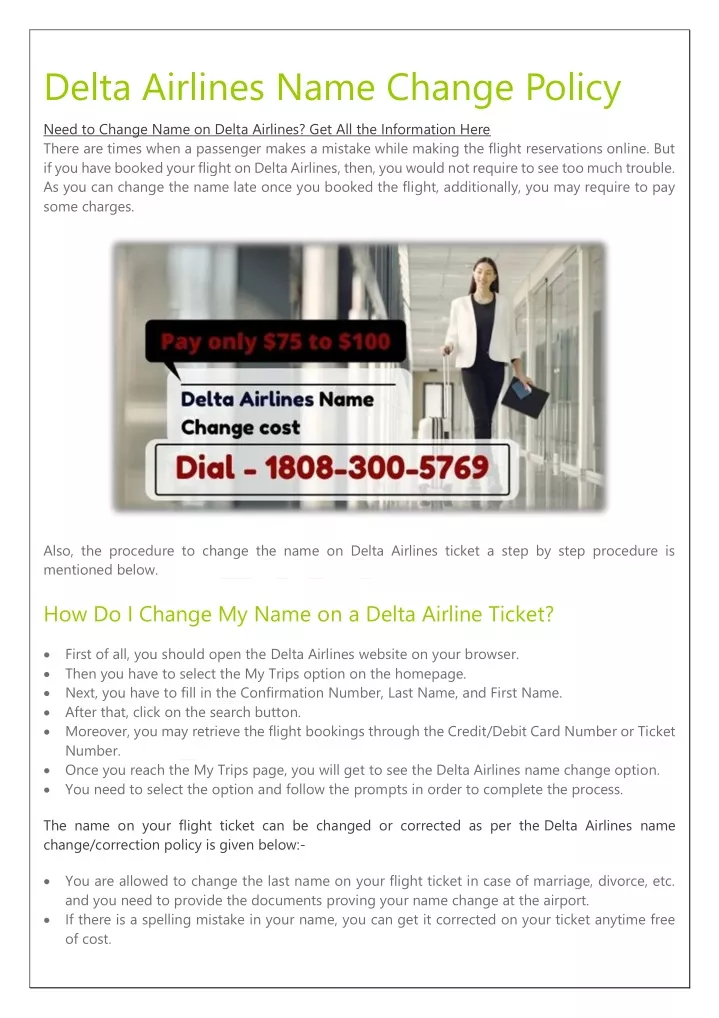delta airlines name change policy