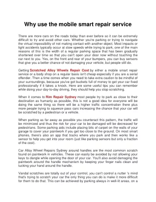 why use the mobile smart repair service