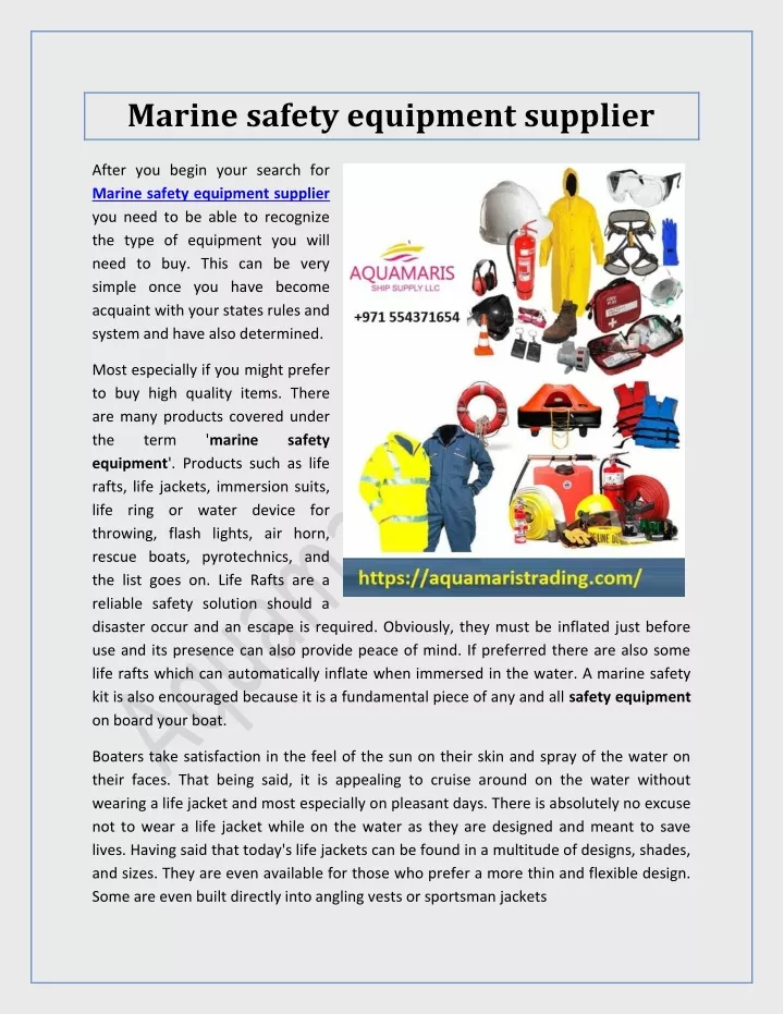 marine safety equipment supplier