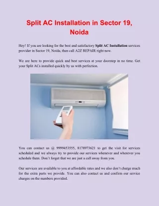 split ac installation in sector 19 noida