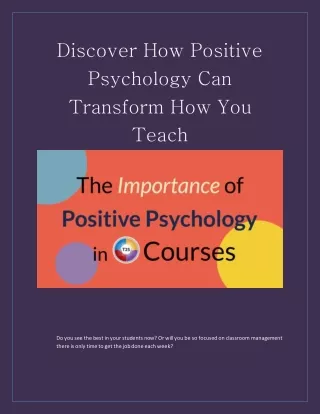 Positive Psychology Online Course