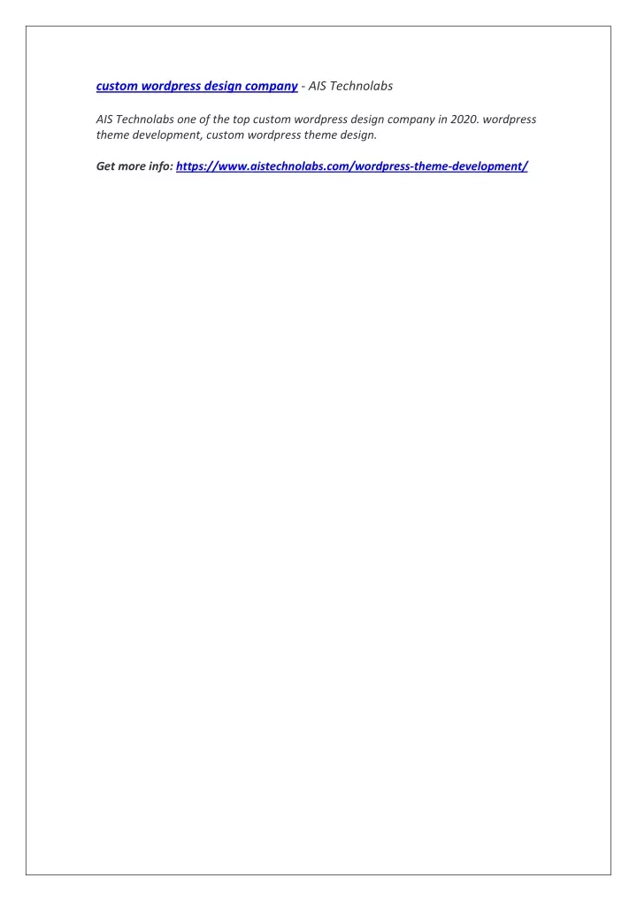custom wordpress design company ais technolabs