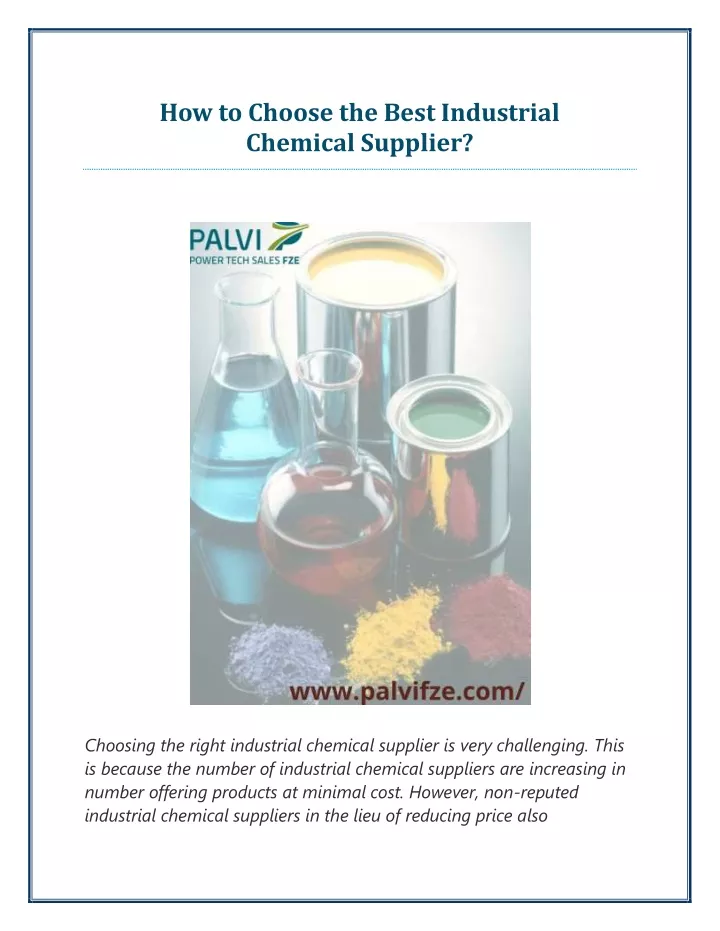 how to choose the best industrial chemical