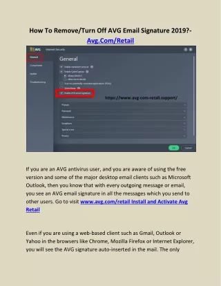 how to remove turn off avg email signature 2019