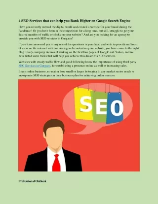 4 SEO Services that can help you Rank Higher on Google Search Engine