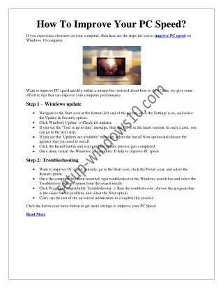 how to improve your pc speed