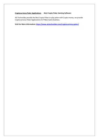 cryptocurrency poker applications