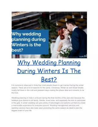Why Wedding Planning During Winters Is The Best?