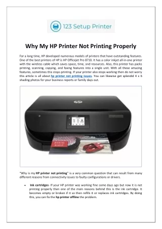 Why My HP Printer Not Printing Properly